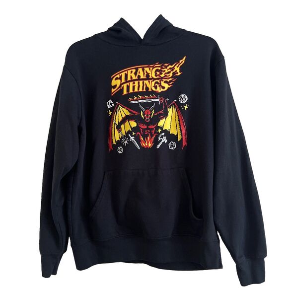Stranger Things Tops - Stranger Things Unisex M Black Hellfire Club D&D Graphic Print Hoodie Pocket LS